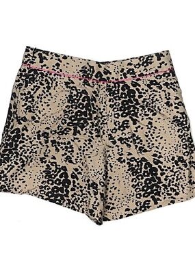 J. Crew Leopard Print Bermuda Shorts with Pink Waist Trim